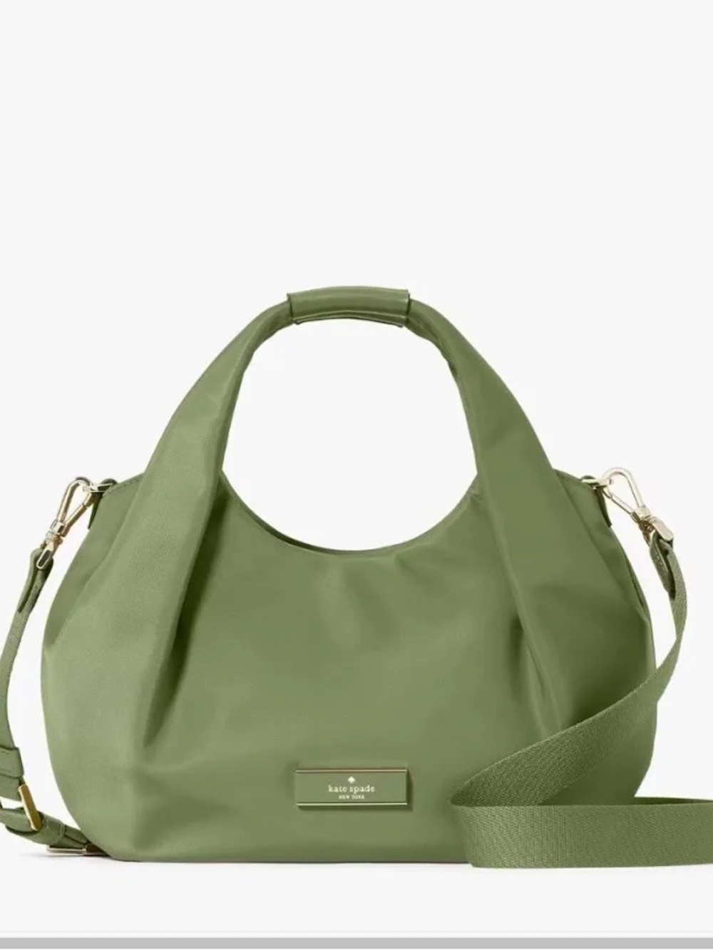 NWT Kate Spade Carter Nylon Pleated Crossbody in Cedar Stan
